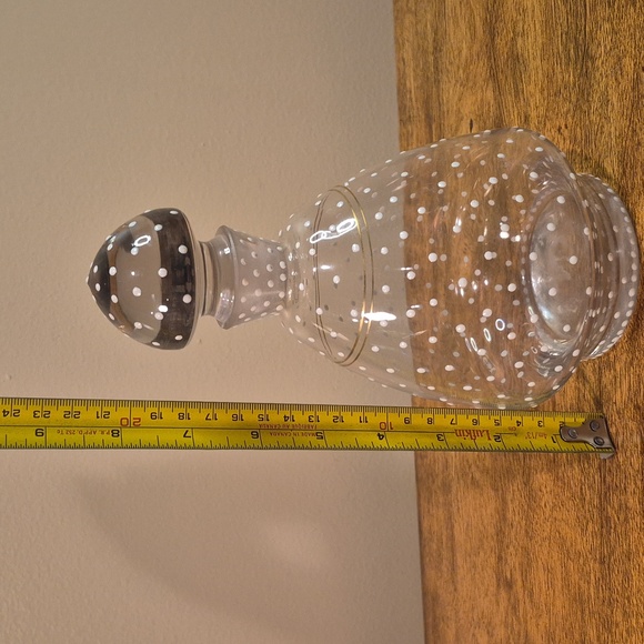 VINTAGE Unique Art Deco Clear Glass Polka Dot Decanter With Matching Stopper - Picture 13 of 16